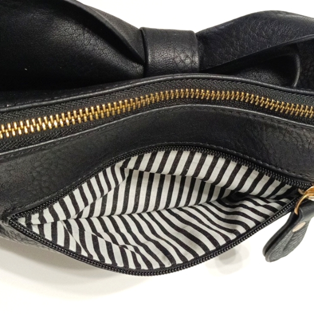 Large Bow Black Faux Leather Gold Chain Shoulder Bag Handbag Clutch - Picture 6 of 8